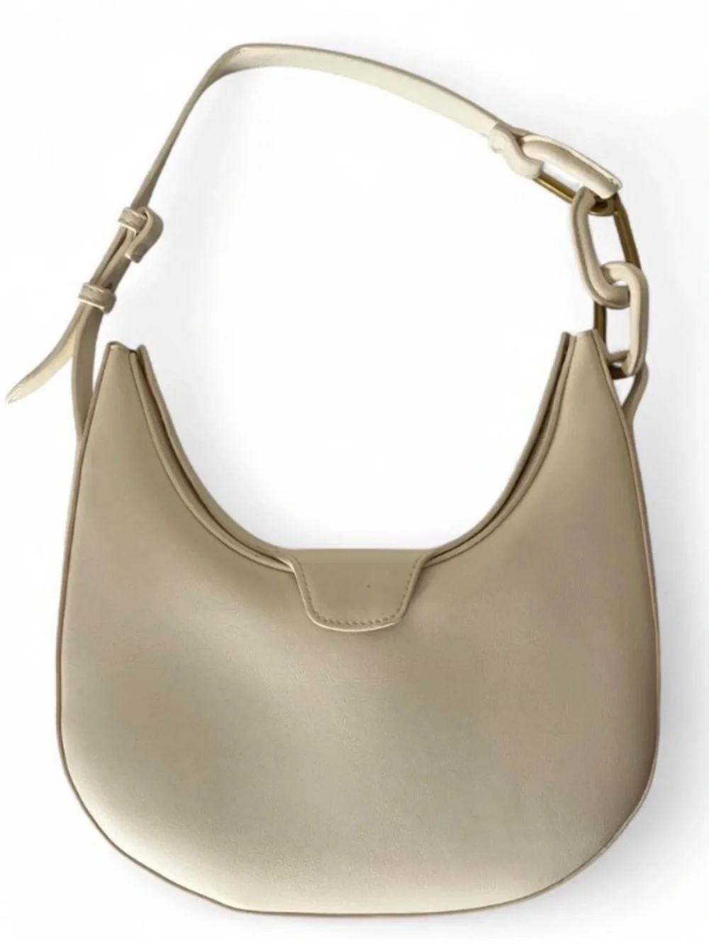 Madison West Ivory Vegan Leather Neutral Minimalist Shoulder Bag Purse